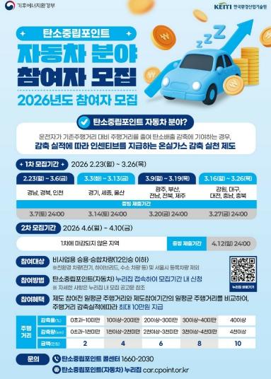 인천 중구, ‘탄소중립포인트제(자동차)’ 참여자 251명 선착순 모집