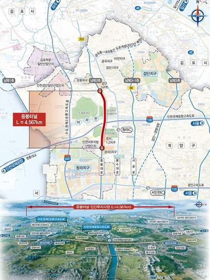 인천시, 중봉터널 민간투자사업 우선협상대상자 선정… 중봉터널 사업 본격화